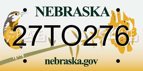 27TO276 Nebraska License Plate