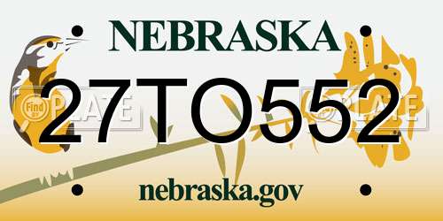 27TO552 Nebraska License Plate