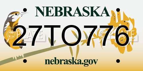 27TO776 Nebraska License Plate