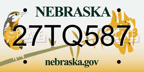 27TQ587 Nebraska License Plate
