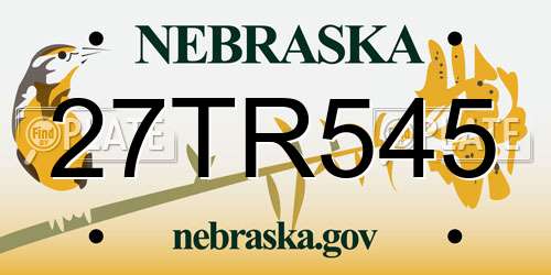 27TR545 Nebraska License Plate