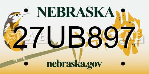 27UB897 Nebraska License Plate