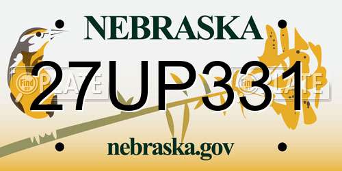 27UP331 Nebraska License Plate
