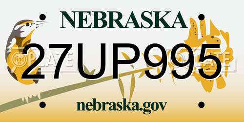 27UP995 Nebraska License Plate