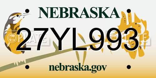 27YL993 Nebraska License Plate
