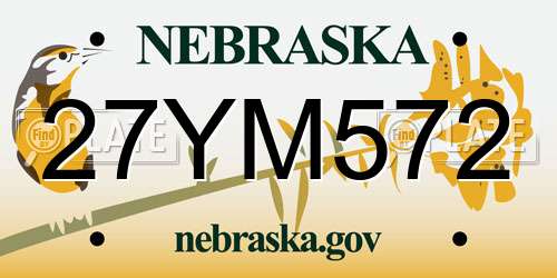 27YM572 Nebraska License Plate