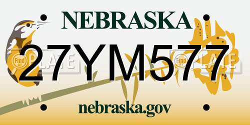 27YM577 Nebraska License Plate