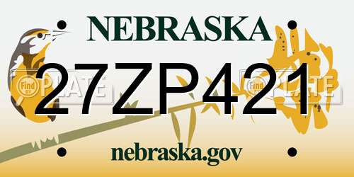 27ZP421 Nebraska License Plate