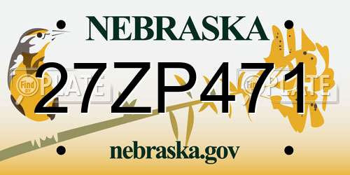 27ZP471 Nebraska License Plate