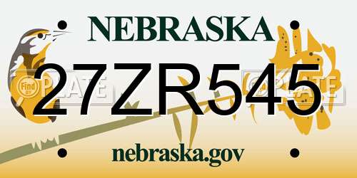 27ZR545 Nebraska License Plate
