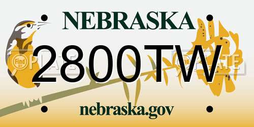 2800TW Nebraska License Plate