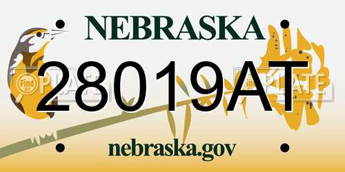 28019AT Nebraska License Plate