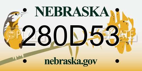 280D53 Nebraska License Plate