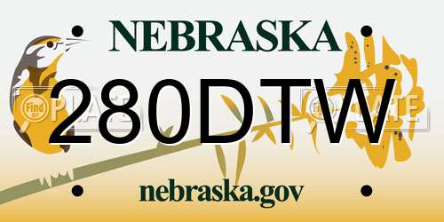 280DTW Nebraska License Plate