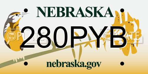 280PYB Nebraska License Plate