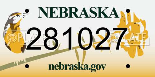 281027 Nebraska License Plate