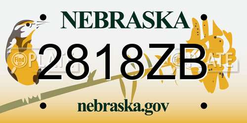 2818ZB Nebraska License Plate