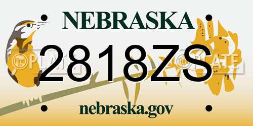 2818ZS Nebraska License Plate