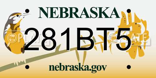281BT5 Nebraska License Plate