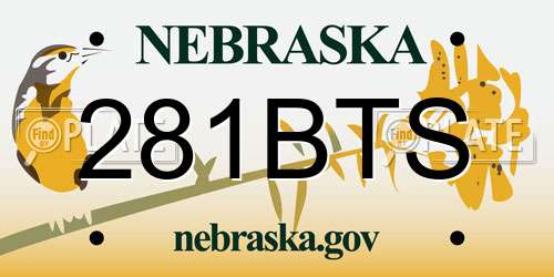 281BTS Nebraska License Plate
