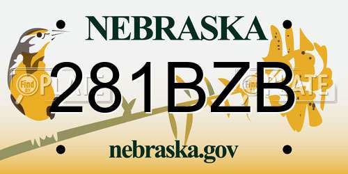 281BZB Nebraska License Plate