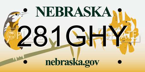 281GHY Nebraska License Plate