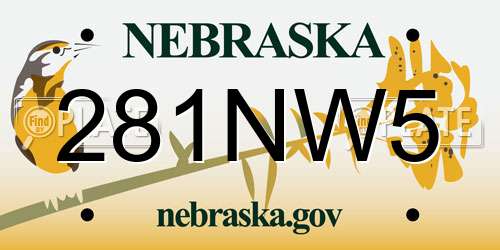 281NW5 Nebraska License Plate