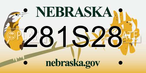 281S28 Nebraska License Plate