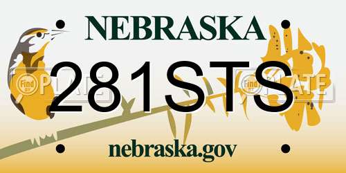 281STS Nebraska License Plate