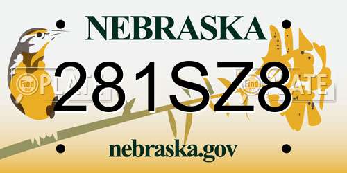 281SZ8 Nebraska License Plate