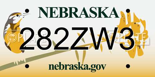 282ZW3 Nebraska License Plate