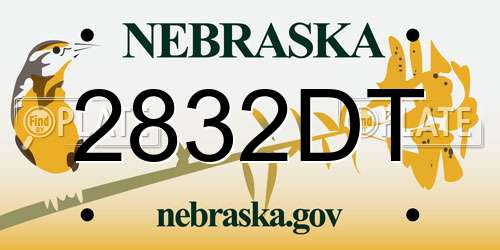 2832DT Nebraska License Plate