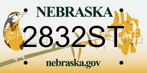 2832ST Nebraska License Plate