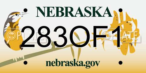 283OF1 Nebraska License Plate