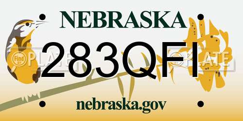 283QFI Nebraska License Plate