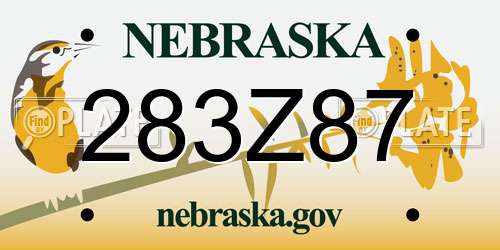 283Z87 Nebraska License Plate