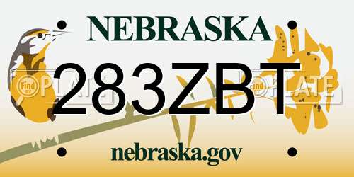 283ZBT Nebraska License Plate