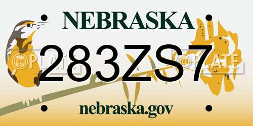 283ZS7 Nebraska License Plate