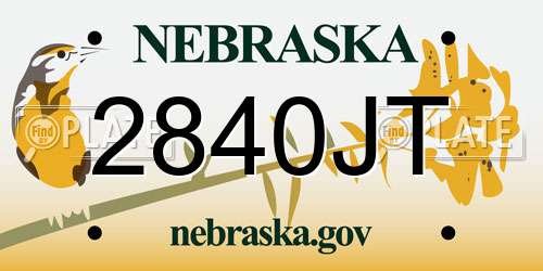 2840JT Nebraska License Plate