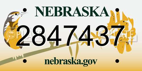 2847437 Nebraska License Plate