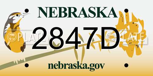 2847D Nebraska License Plate