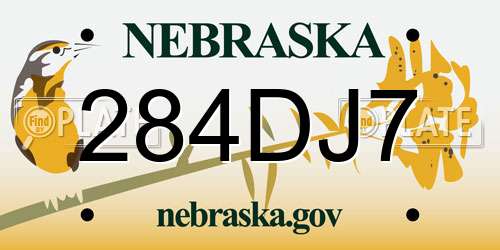 284DJ7 Nebraska License Plate