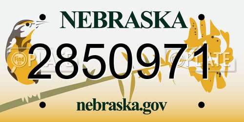 2850971 Nebraska License Plate