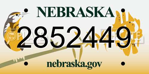 2852449 Nebraska License Plate