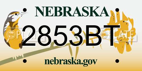 2853BT Nebraska License Plate