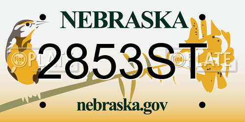2853ST Nebraska License Plate