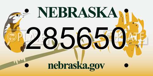 285650 Nebraska License Plate