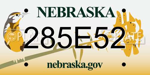 285E52 Nebraska License Plate