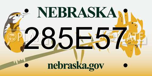 285E57 Nebraska License Plate