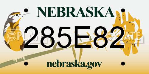 285E82 Nebraska License Plate